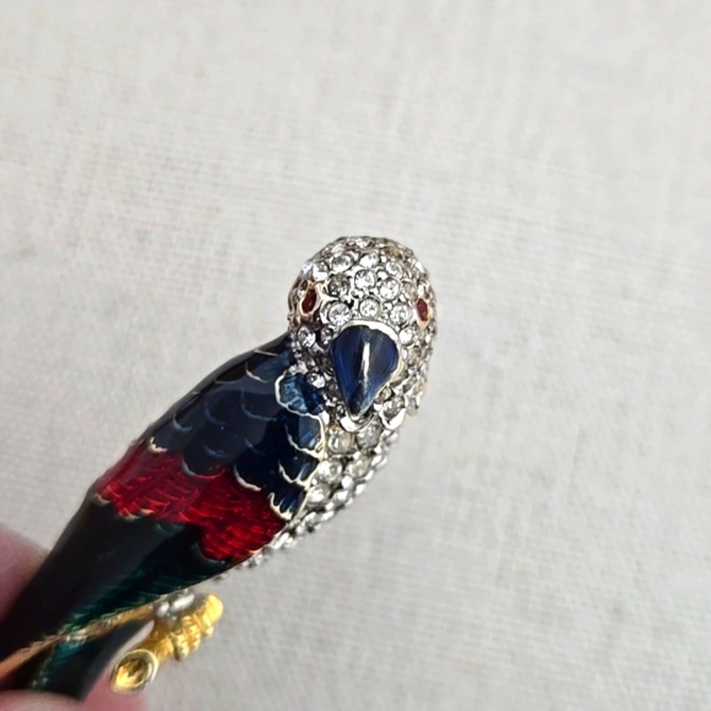 Enamel & Rhinestone Parrot Brooch - Picture 5 of 6